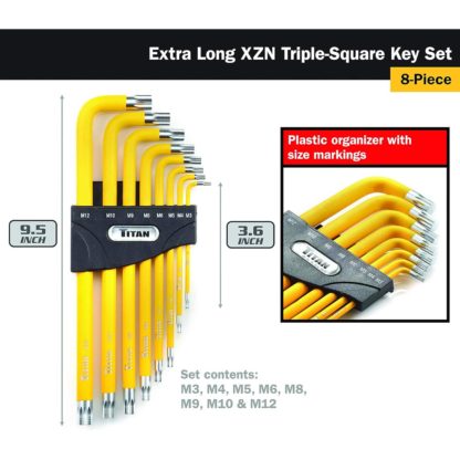 Titan 12733 Extra-Long Triple-Square Key Set (8 Piece Set)