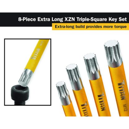 Titan 12733 Extra-Long Triple-Square Key Set (8 Piece Set)