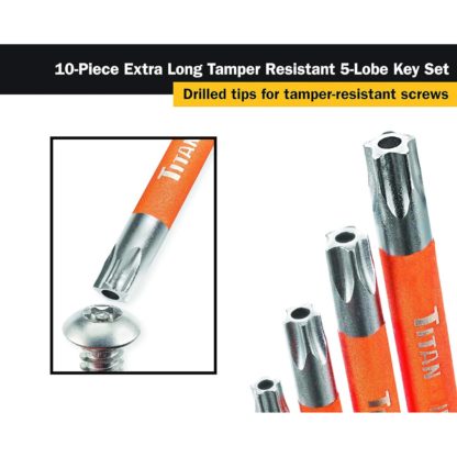 Titan 12734 Tamper Resistant (Security Pentalope) 5-Lobe Key Set (10 Piece Set)