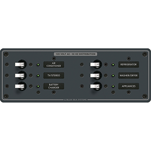 Blue Sea 8097 AC 6 Position Toggle Circuit Breaker Panel - White Switches