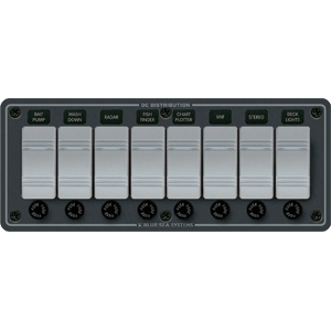 Blue Sea 8261 Waterproof Panel 8 Position - Slate Grey