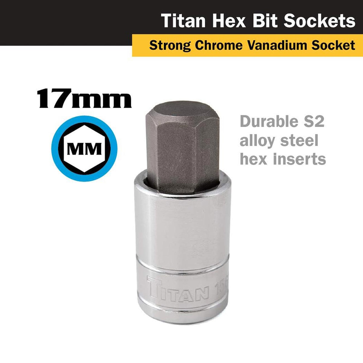 Titan 17mm Hex Bit Socket with 1/2" Drive