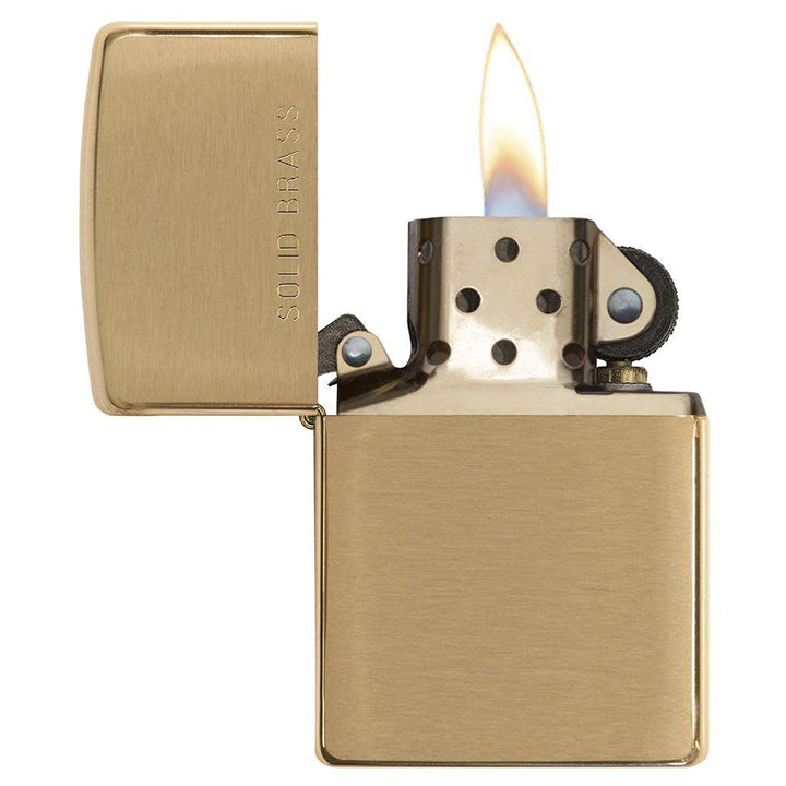 Zippo 204B Windproof Lighter, Classic Brushed Solid Brass