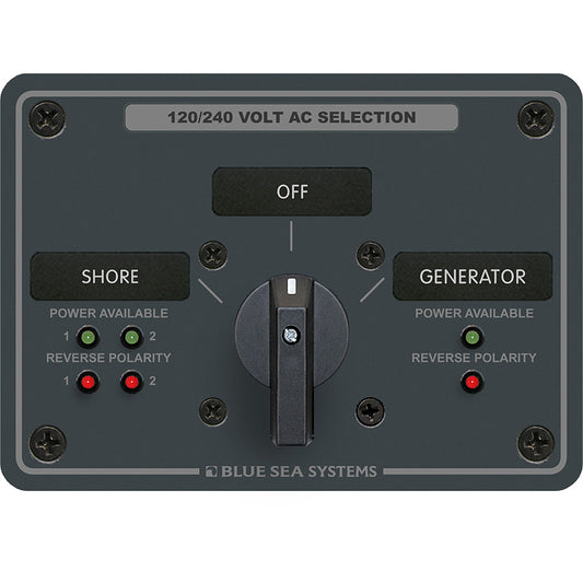 Blue Sea 8386 AC Rotary Switch Panel 30 Ampere 2 Positon + OFF, 4 Pole 20825