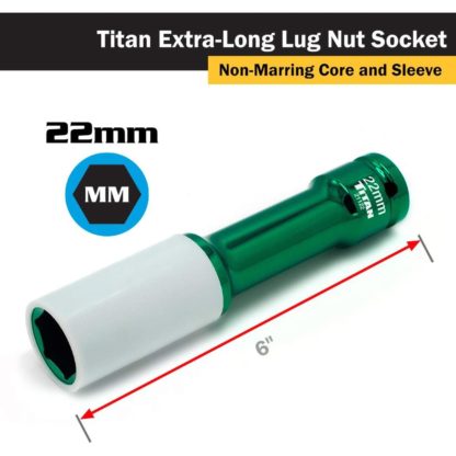 Titan 21122 1/2″ Impact Drive x 22mm Non-Maring Extra-Long Lug Nut Socket