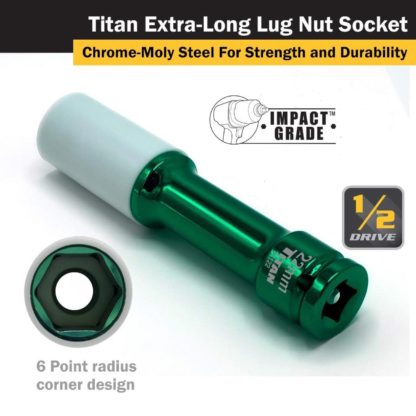 Titan 21122 1/2″ Impact Drive x 22mm Non-Maring Extra-Long Lug Nut Socket