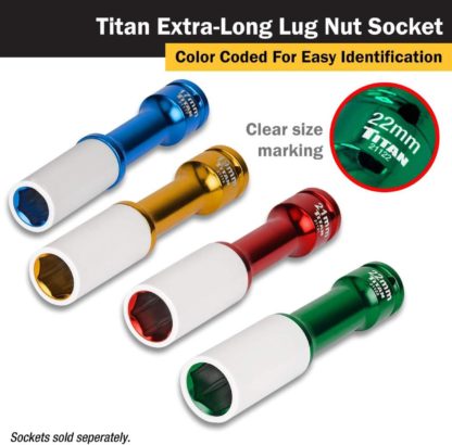 Titan 21122 1/2″ Impact Drive x 22mm Non-Maring Extra-Long Lug Nut Socket