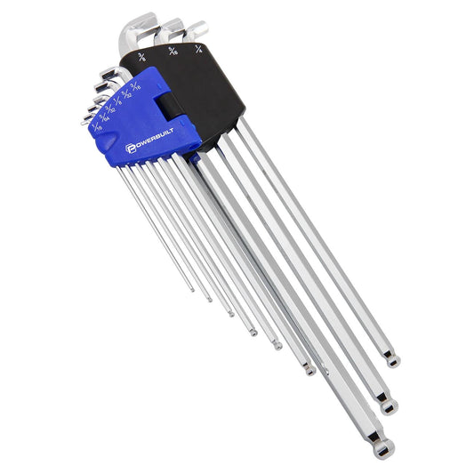 Powerbuilt SAE Stubby & Long Arm Hex Key Wrench Set (9 Piece Set) 240099