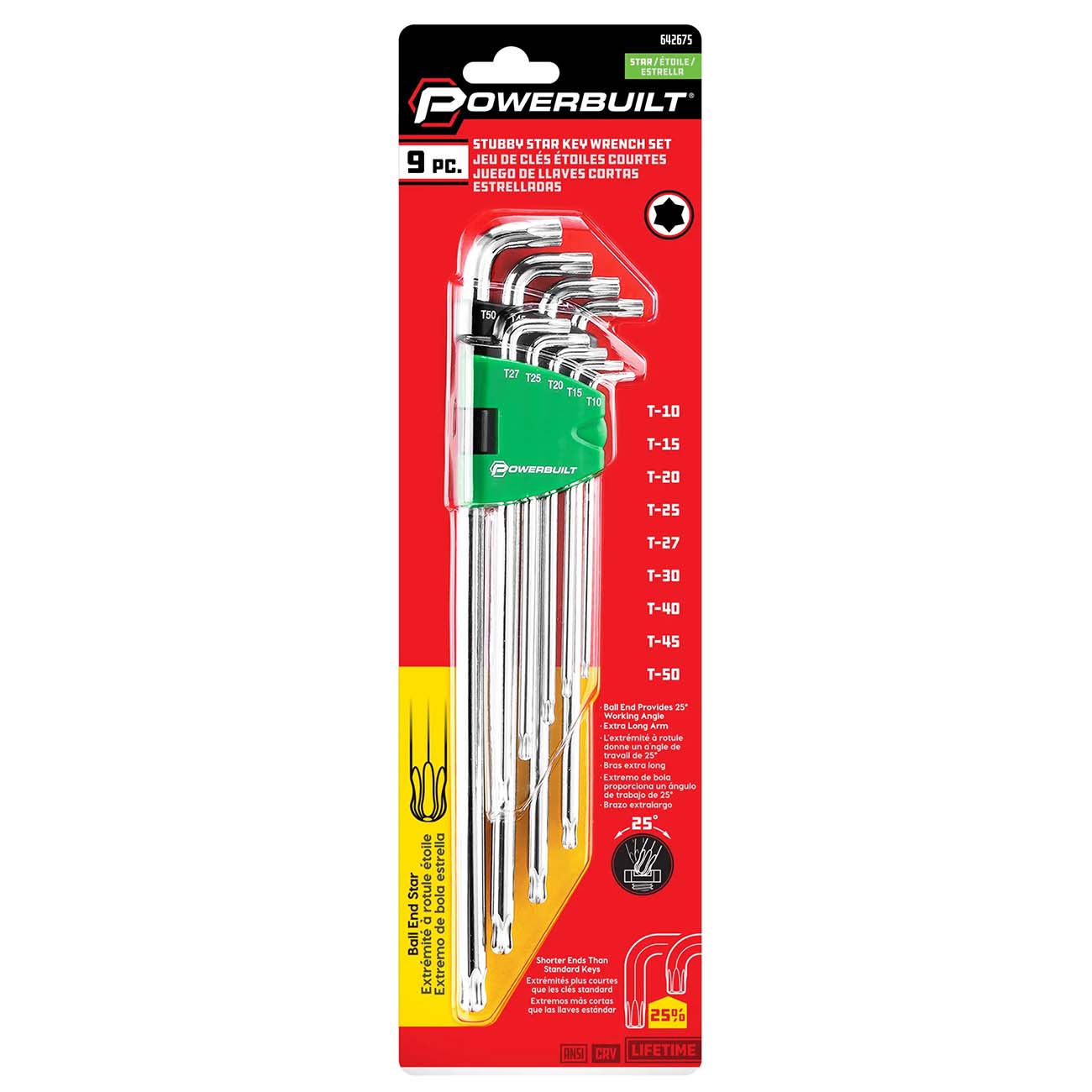 Powerbuilt Stubby Long Arm Torx Key Wrench Set (9 Piece Set) 240101