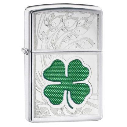 Zippo 24699 Windproof Lighter, Clover High Polish Chrome Design