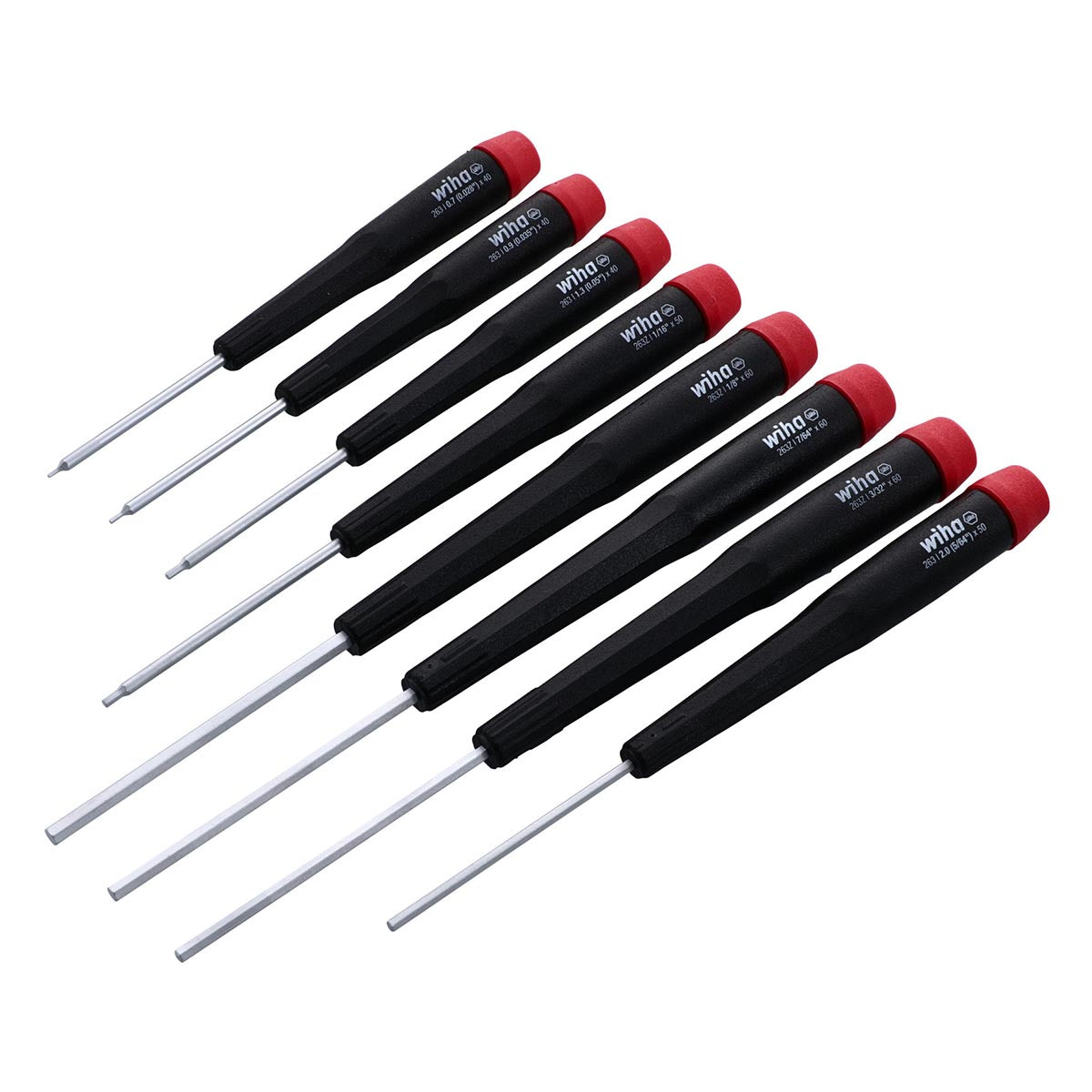 Wiha 26391 Precision Hex SAE Screwdrivers - 8 Piece Set