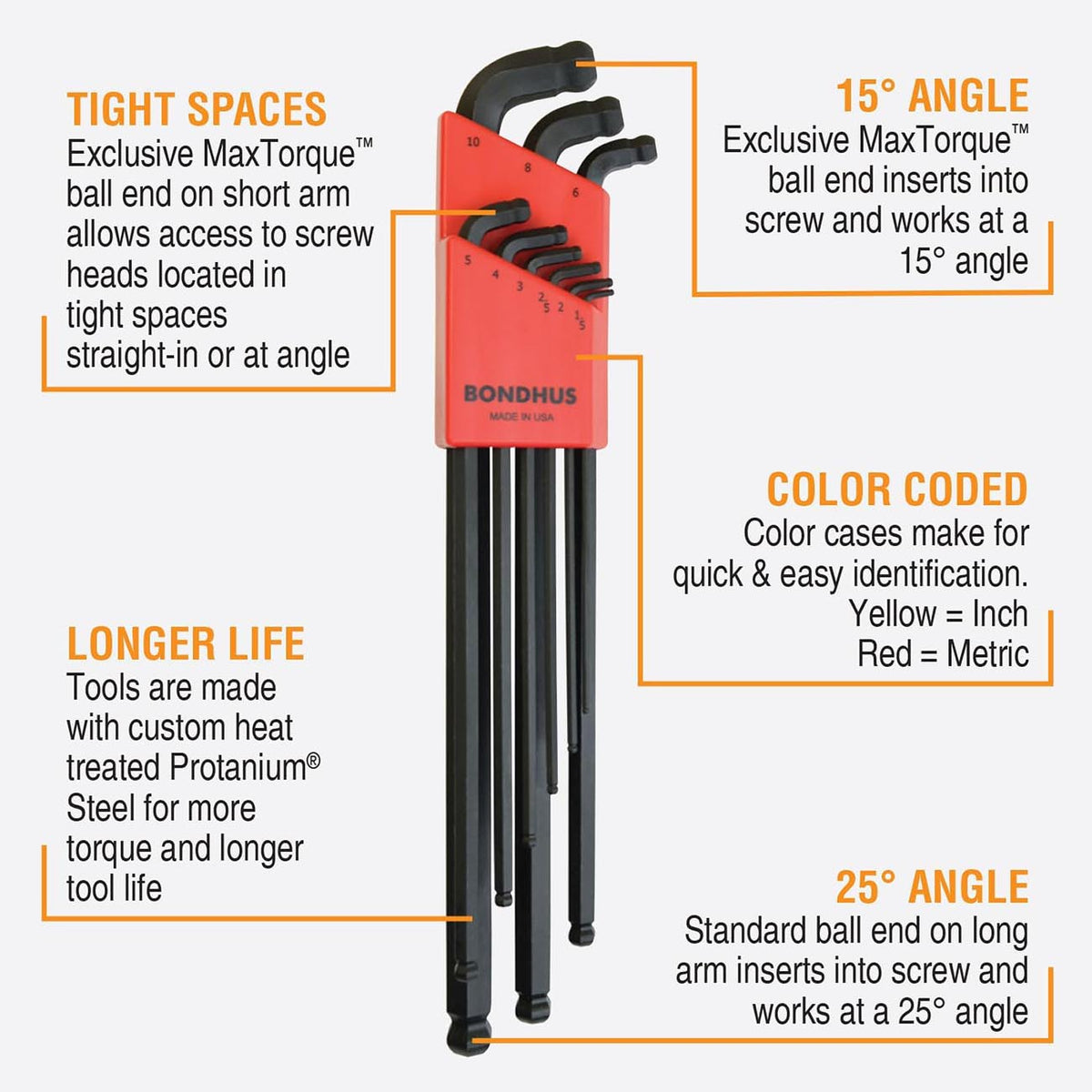 Bondhus Double Ball End HEX Long L-Keys Double Set (22 Piece) 27098