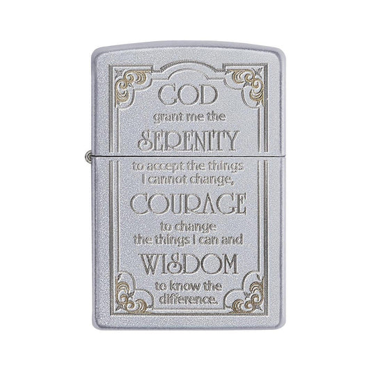 Zippo 28458 Windproof Lighter Serenity Prayer, Satin Chrome Finish
