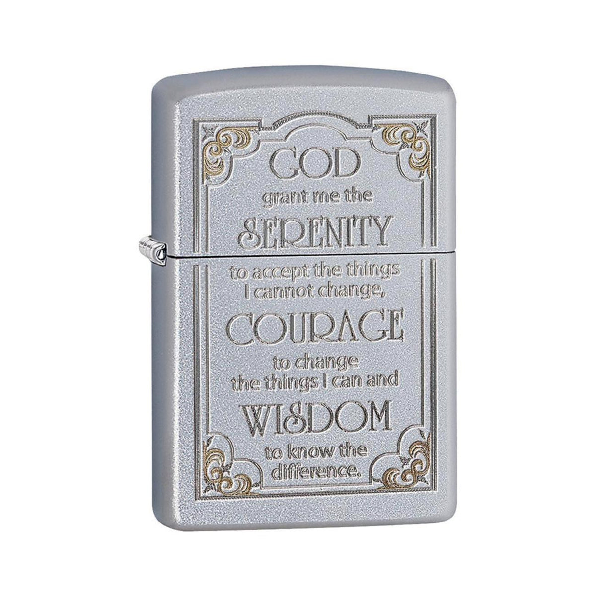 Zippo 28458 Windproof Lighter Serenity Prayer, Satin Chrome Finish