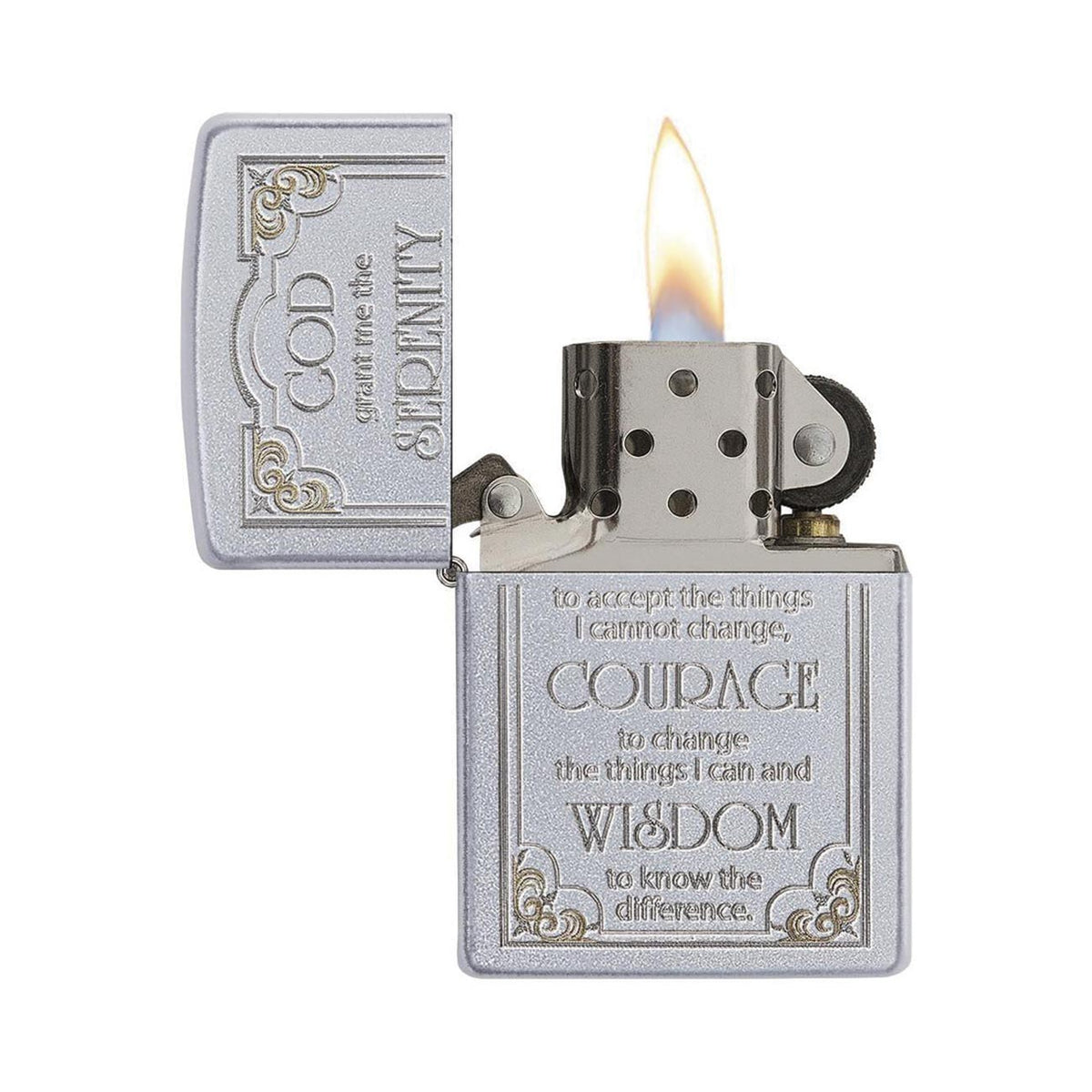 Zippo 28458 Windproof Lighter Serenity Prayer, Satin Chrome Finish