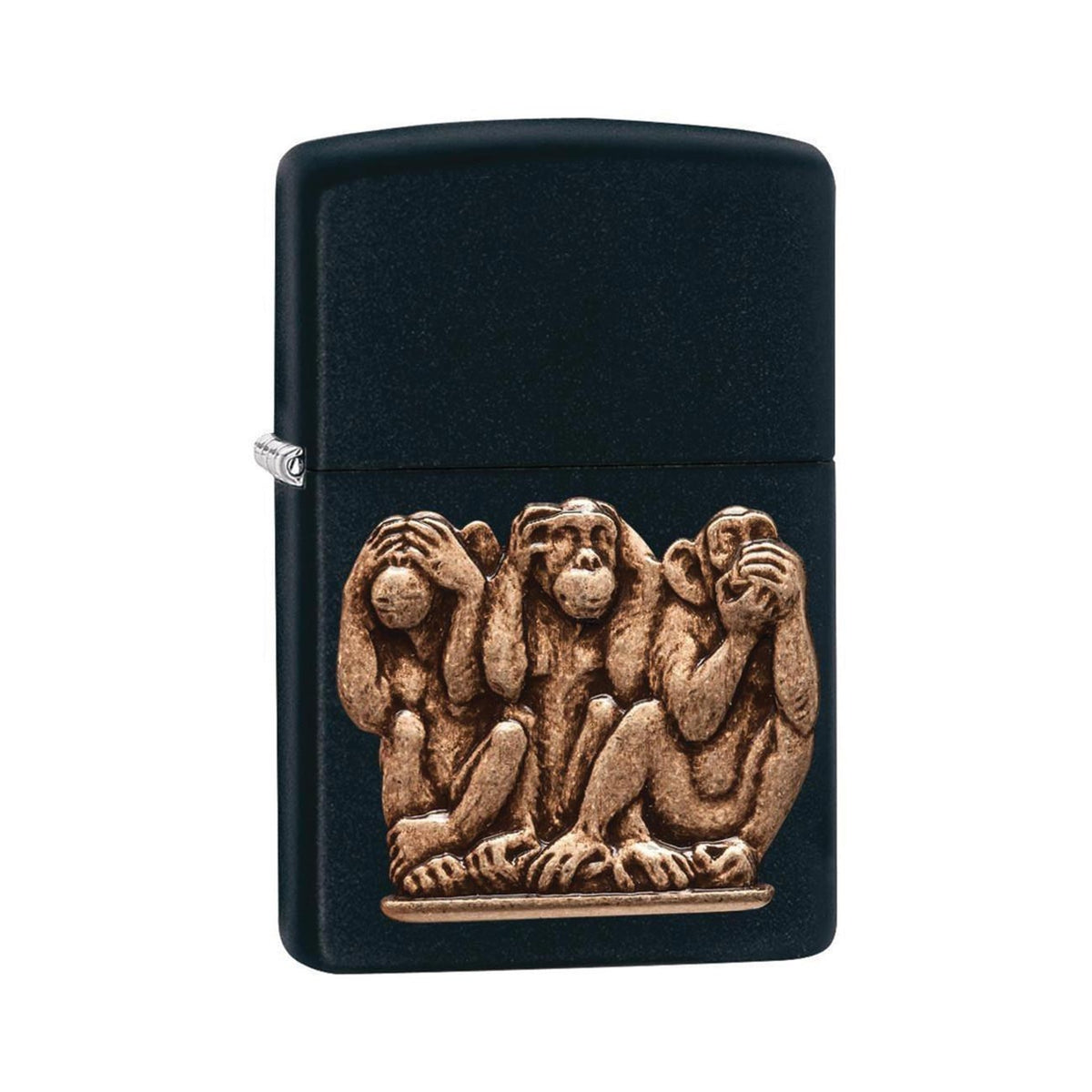 Zippo 29409 Windproof Lighter Three Monkeys, Black Matte Finish