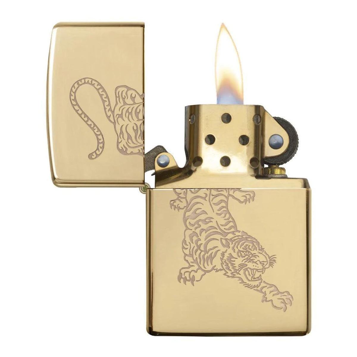 Zippo Windproof Lighter - Tiger Design Gold 29884