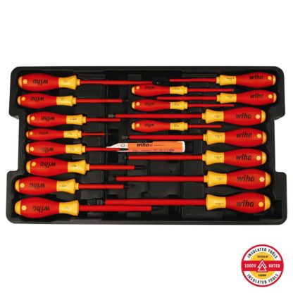 Wiha 32095 Insulated SoftFinish Screwdriver Cat III Voltage Detector Set - 19pc