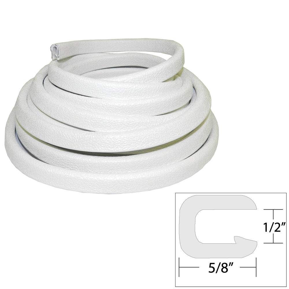 TACO Flexible Vinyl Trim - 1/2" Opening x 5/8"W x 25'L - White
