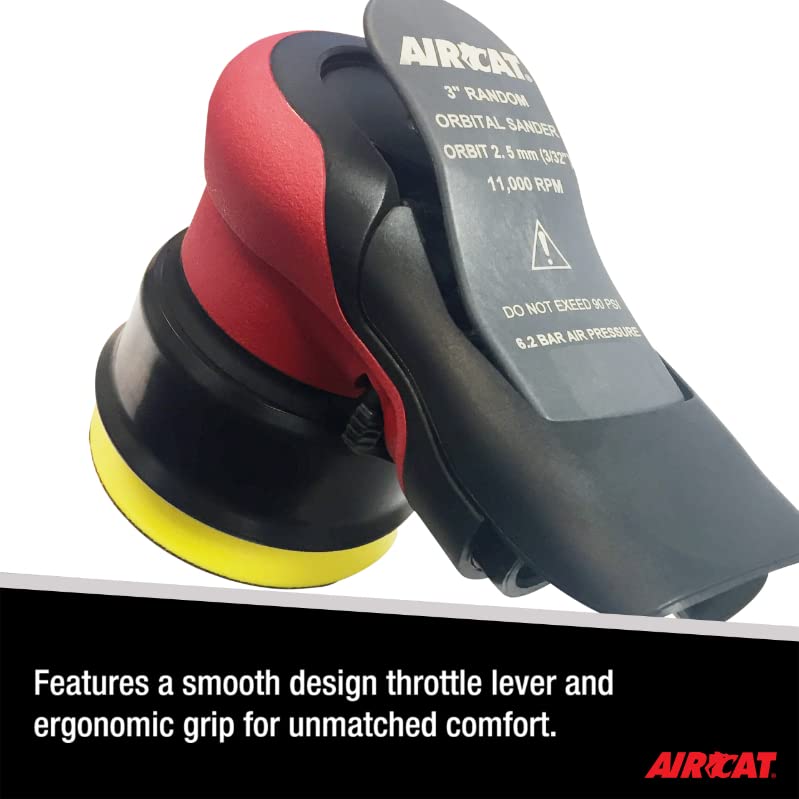 AIRCAT Pneumatic Tools 6700-3-336 Non Vac Orbital Palm Sander & Polisher 11k RPM