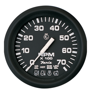 Faria 32850 Euro Black 4" Tachometer w/Systemcheck 7000 RPM (Gas)
