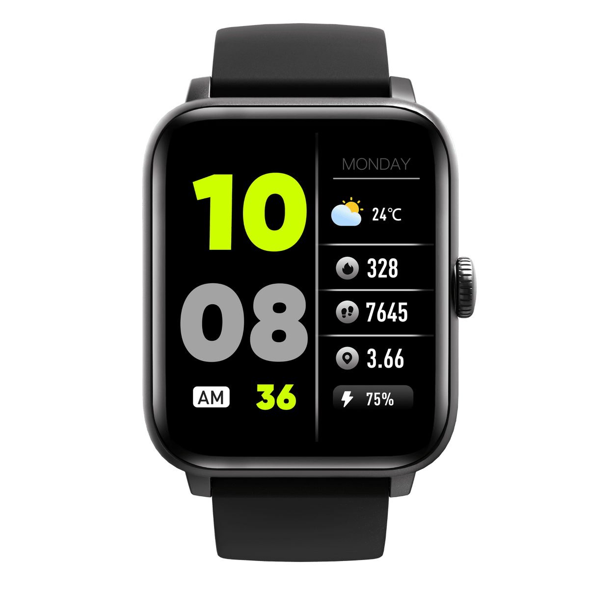 3Plus 3PL-VIBEFIT-BK Vibe Fit Smartwatch with Bluetooth Calling