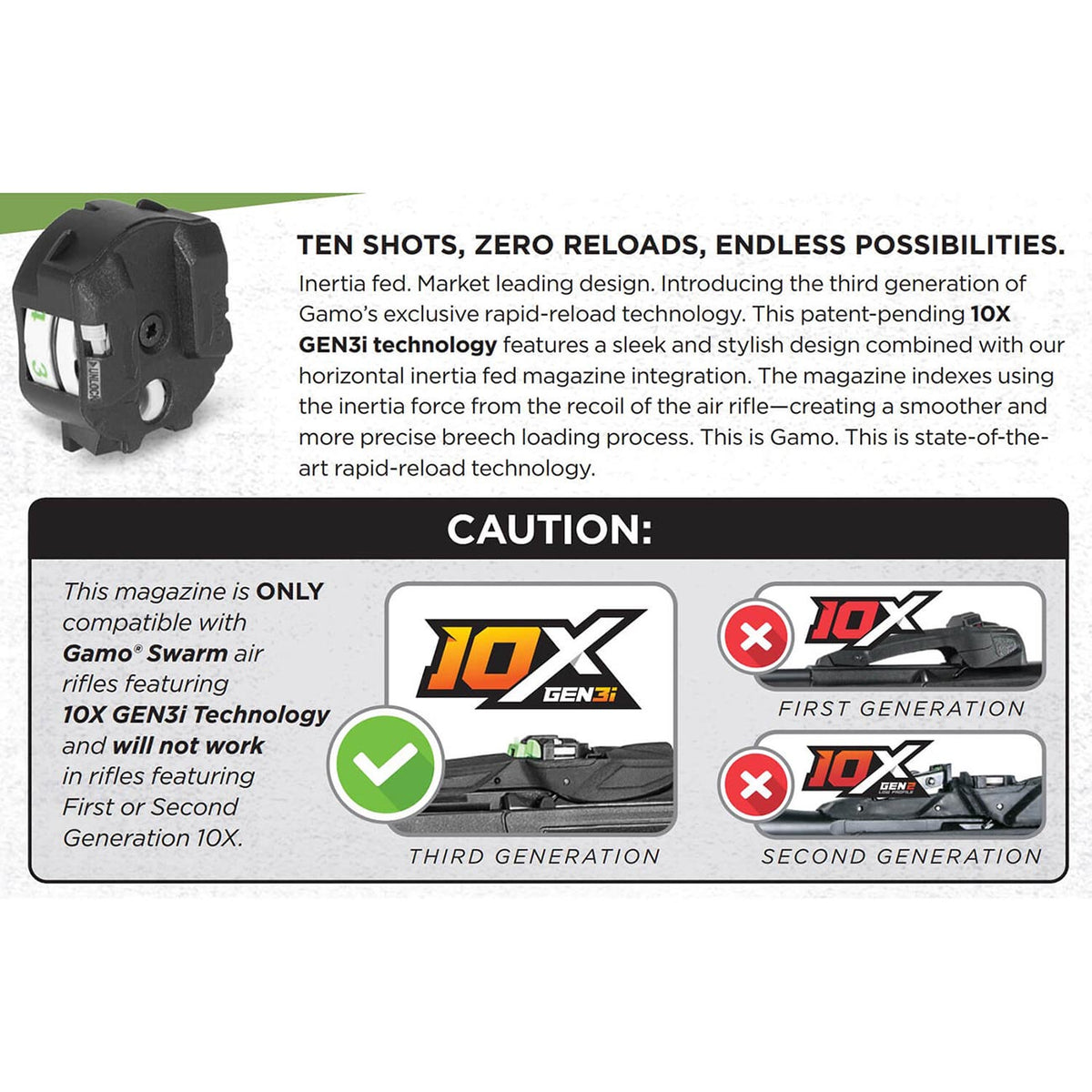 Gamo 10X GEN3i Inertia 10 Round Mag .22 621264454