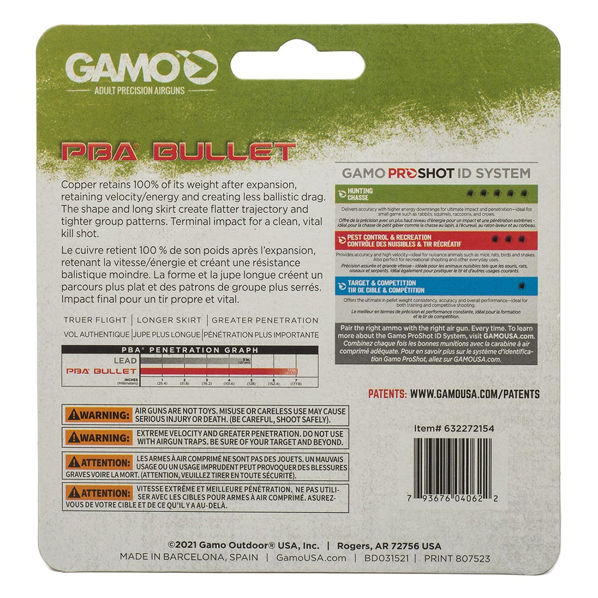 Gamo PBA .22 Cal. Bullet Pellets - Lead Free (100 per Tin)