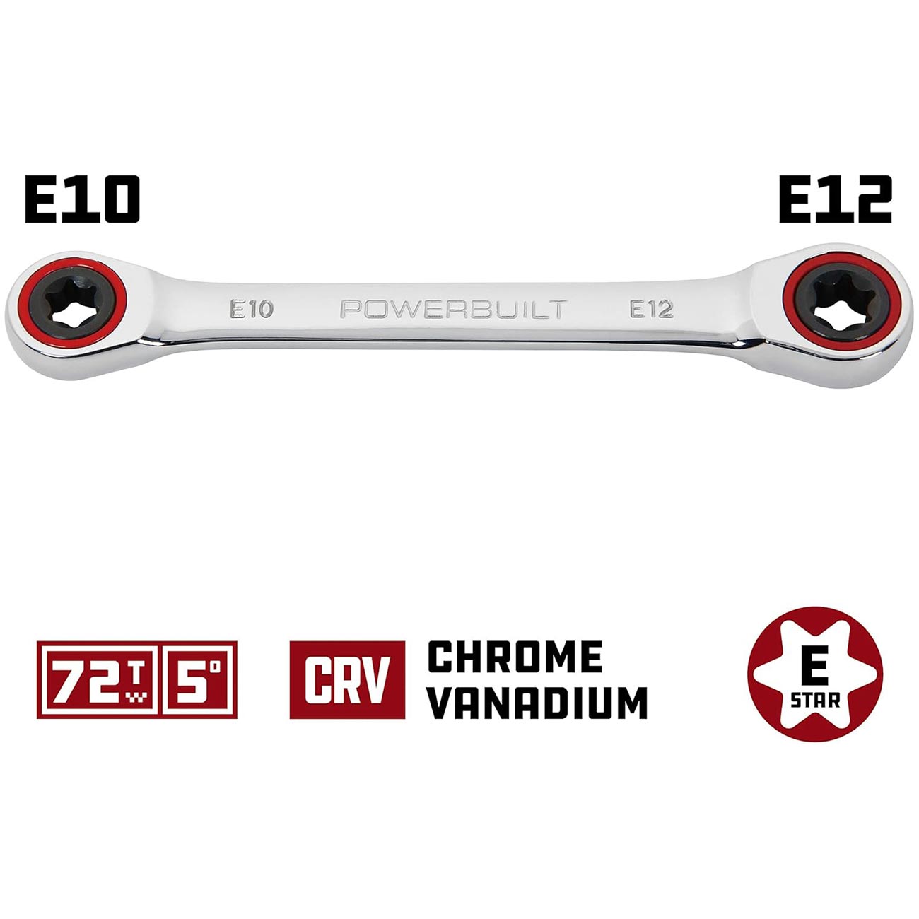 Powerbuilt Ratcheting Double Box-End E-Star Wrench – E10/E12 641760