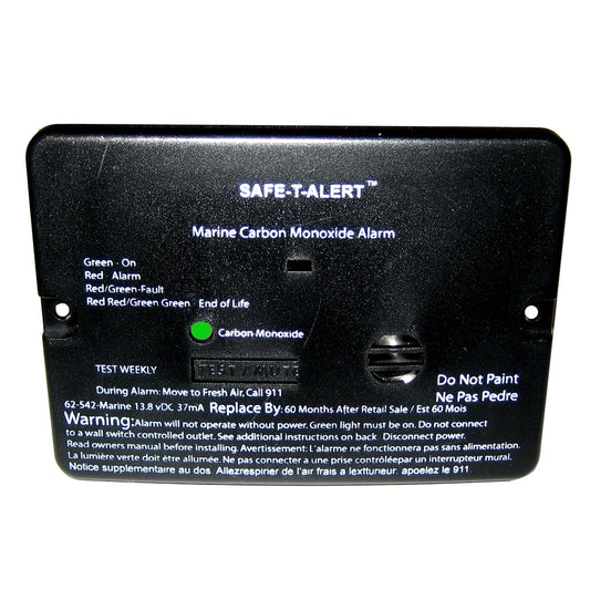 Safe-T-Alert Carbon Monoxide Alarm 12V Marine Flush Mount, Black 67945