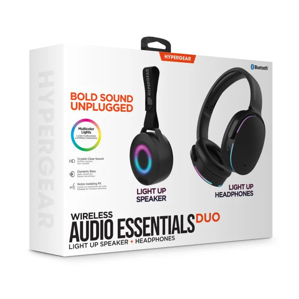 HyperGear 15861 Wireless Light-up Bluetooth Speaker and Headphones (Black)