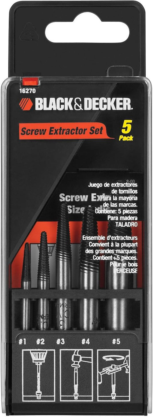 BLACK+DECKER 16270 Screw Extractor Set, 5-Piece