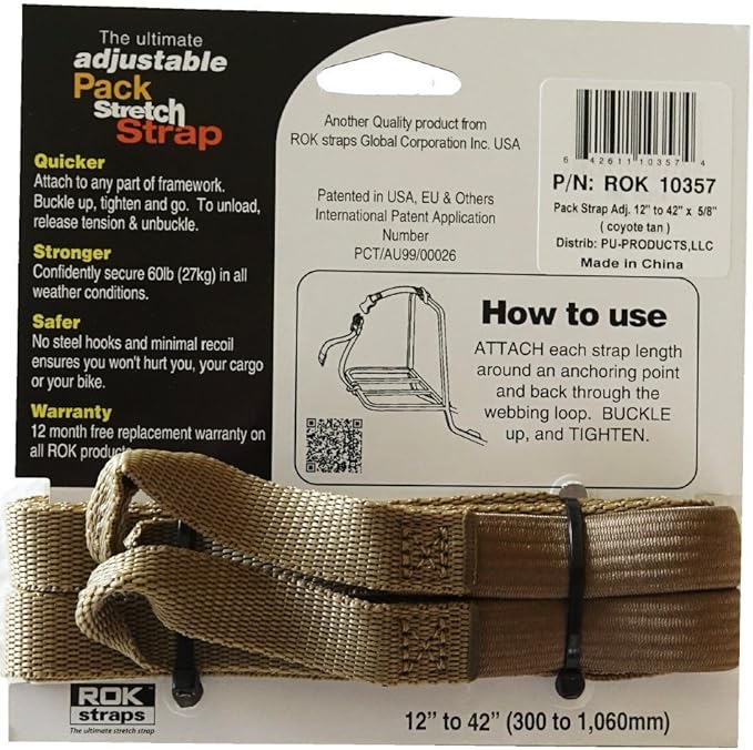 ROK Straps 10357 Stretch Adjustable 12-42 2 Pack Coyote Tan