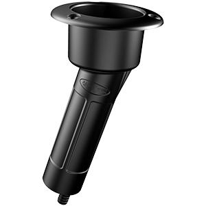 Mate Series P1015DB Plastic 15° Rod & Cup Holder - Drain - Round Top - Black