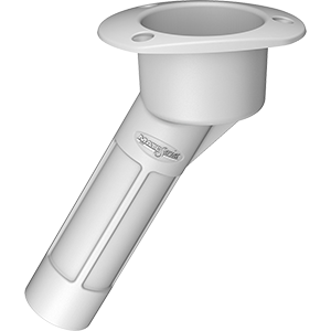 Mate Series P2030W Plastic 30° Rod & Cup Holder - Open - Oval Top - White