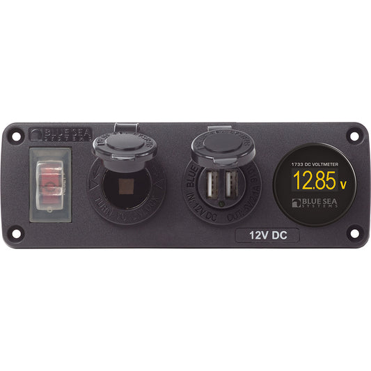 Blue Sea 4366 Water Resistant USB Circuit Breaker, 12V Socket, Dual USB 75136