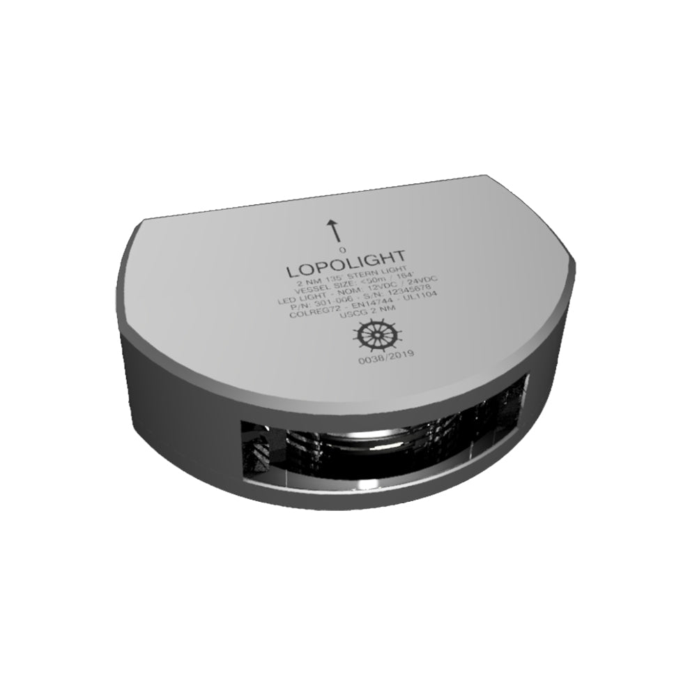Lopolight Series 301-006 Stern Light, 2NM, Vertical Mount, White, Silver Housing