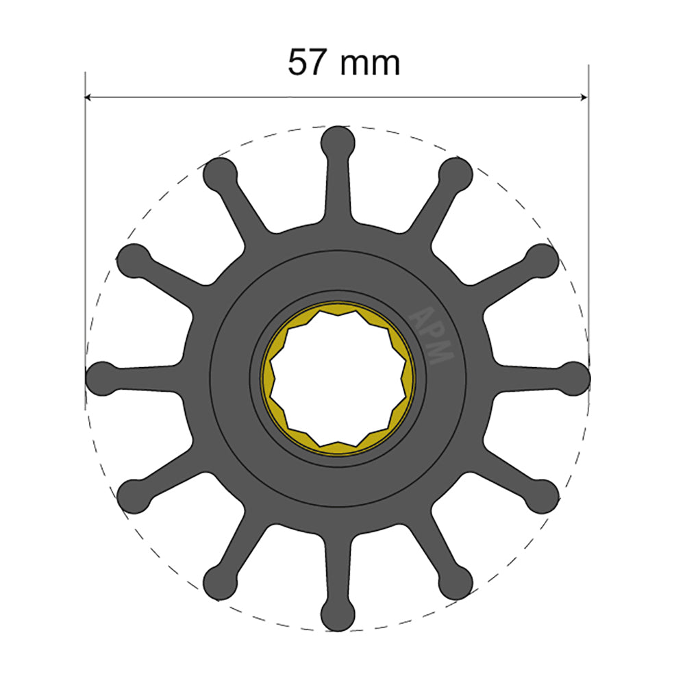 Albin Group Premium Impeller Kit 57 x 16 x 48.2mm, 12 Blade, Spline Insert
