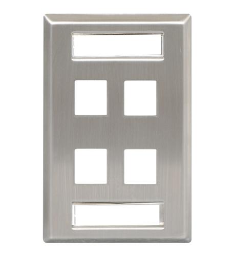 Icc IC107S04SS Faceplate, Id, Stainless, 1-gang, 4-port