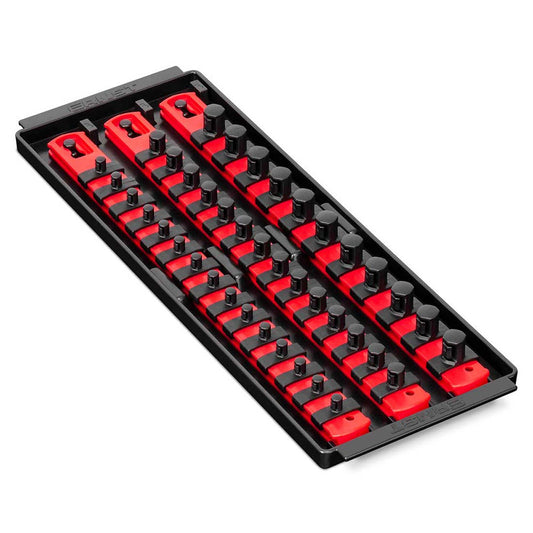 Ernst 3-Rail Twist Lock Socket Boss 13" Holds 40 Sockets Red