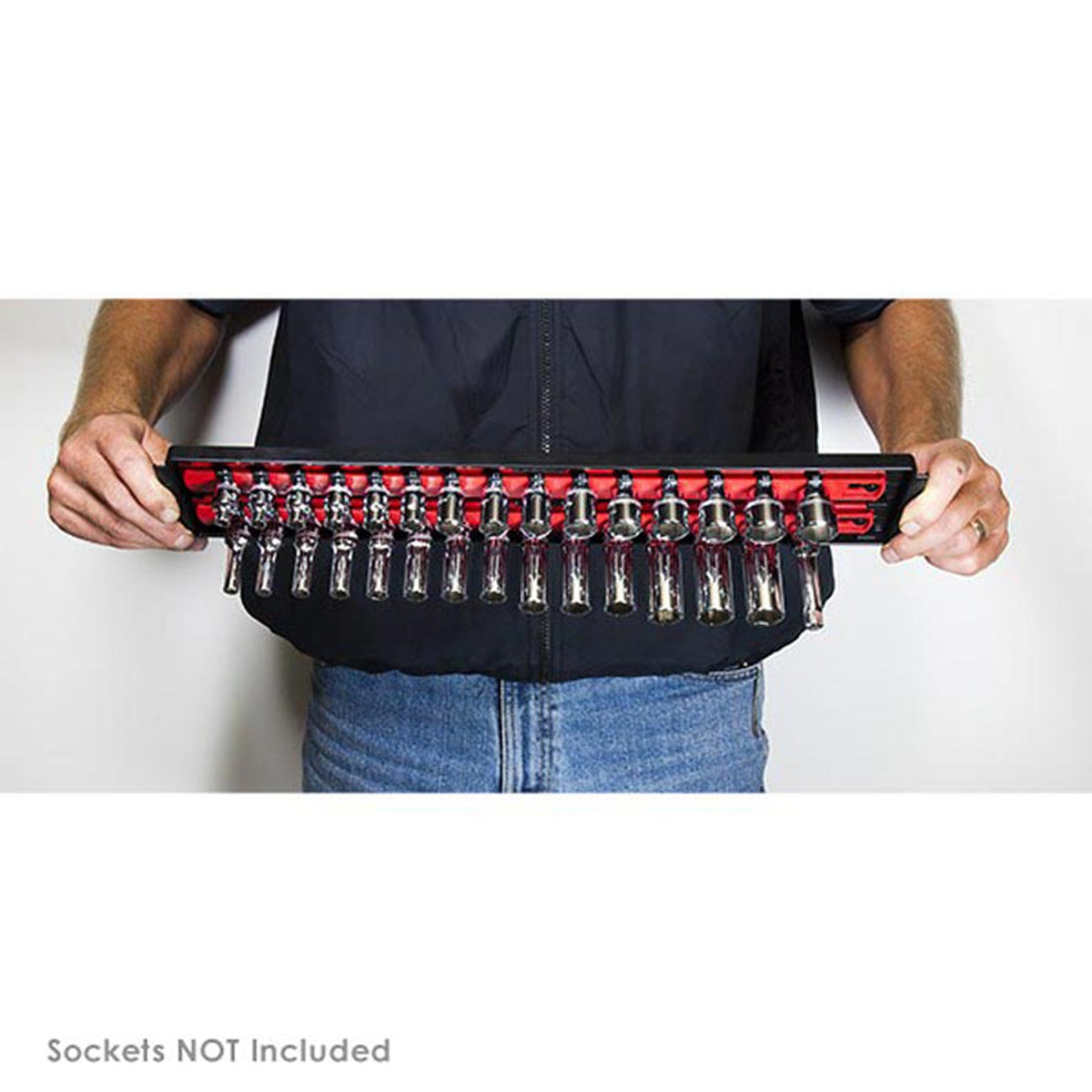 Ernst 3-Rail Twist Lock Socket Boss 13" Holds 40 Sockets Red