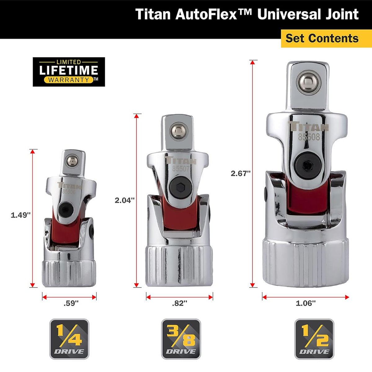 Titan Tools Auto Flex Universal Joint Socket Set (3-Piece) 85505