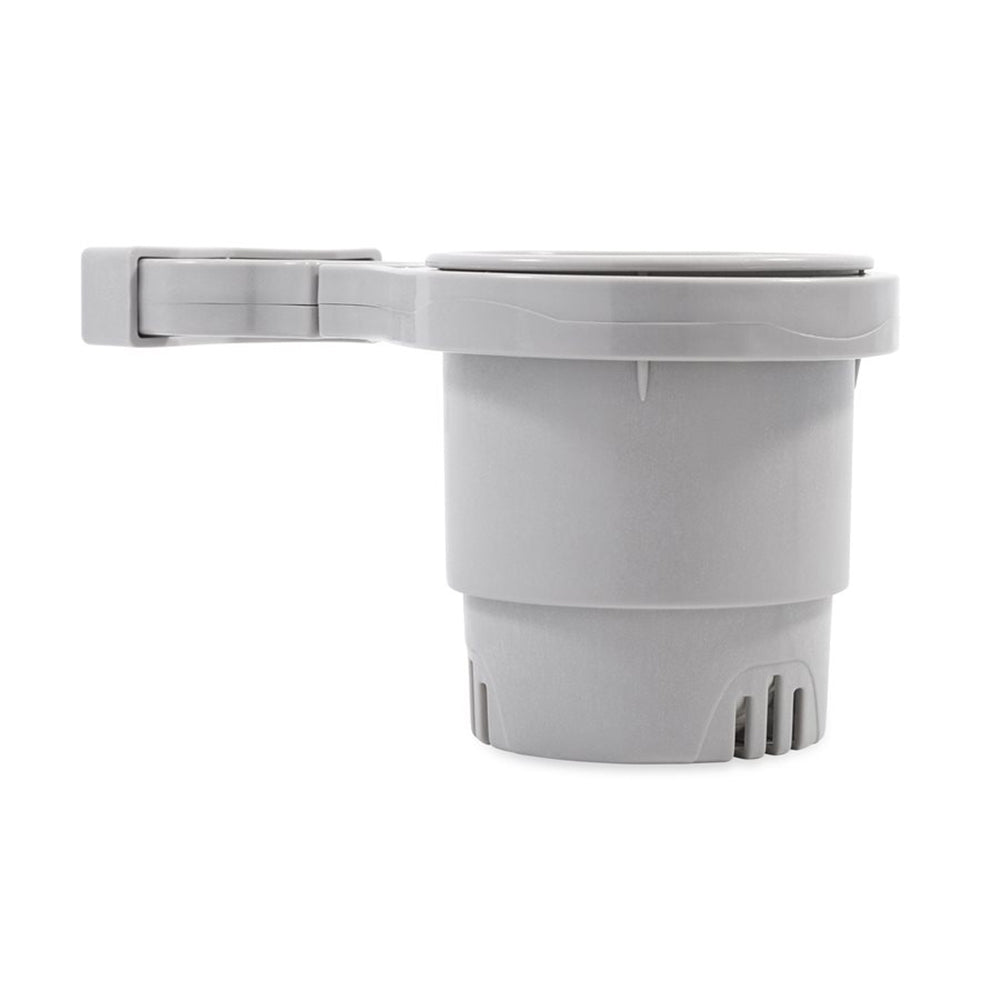 Camco Clamp-On Rail Mounted Cup Holder - Up to 2" Rail (Grey) 86554