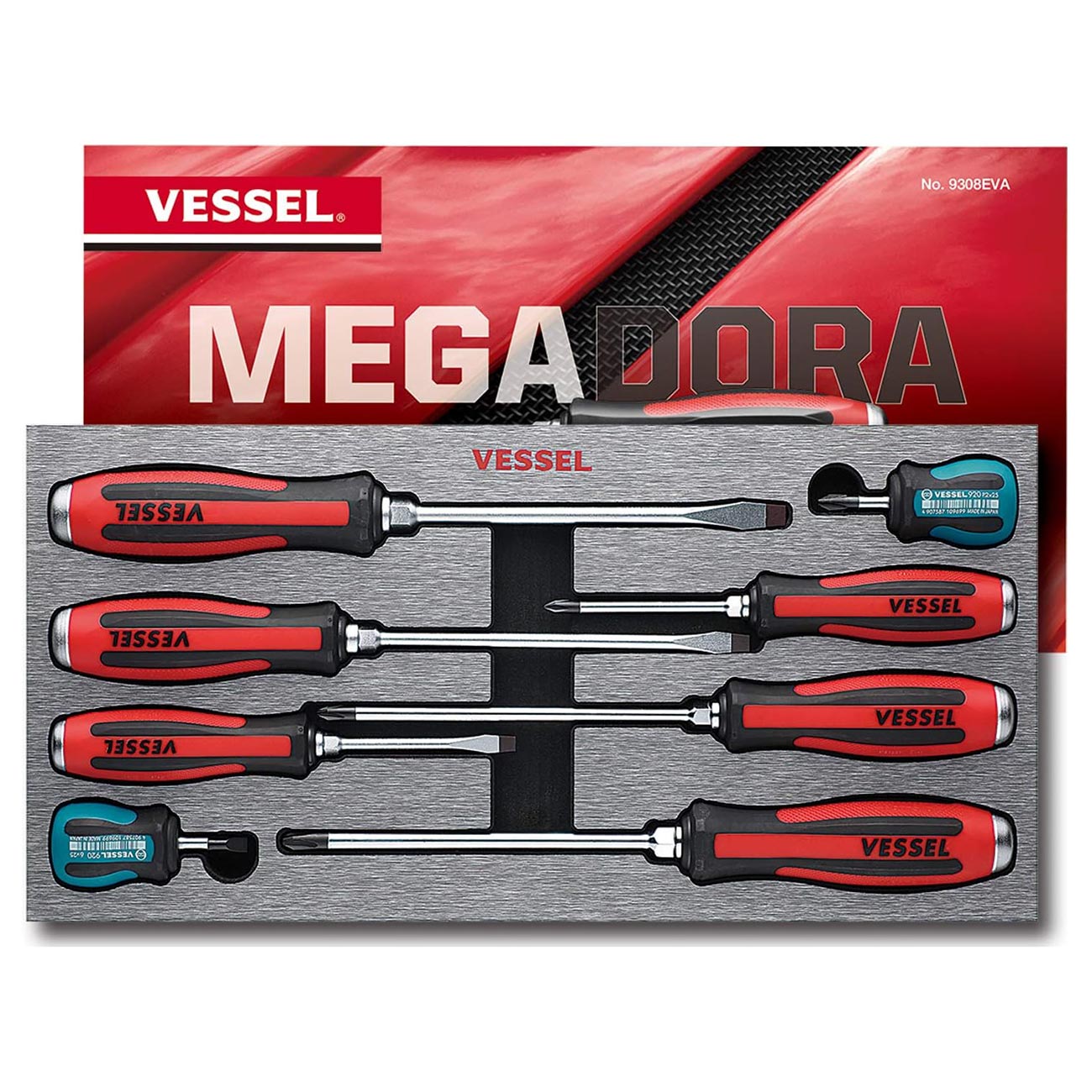 Vessel MEGADORA Tang-Thru Screwdriver 8PC. Set 9308EVA
