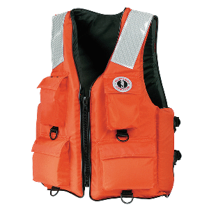 Mustang MV3128T2-2-L-216 4-Pocket Flotation Vest - Orange - Large