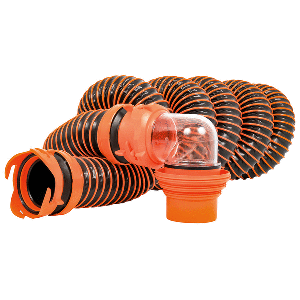 Camco 39859 RhinoEXTREME 15' Sewer Hose Kit w/ Swivel Fitting 4 In 1 Elbow Caps