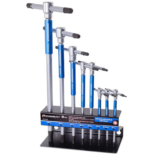 Powerbuilt Metric T-Handle Hex/Allen Key Wrench Set with Storage Rack 941645