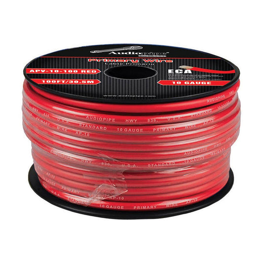 Audiopipe Flexible ECA Primary Cable 10 Gauge 100ft – Red APV10100RED