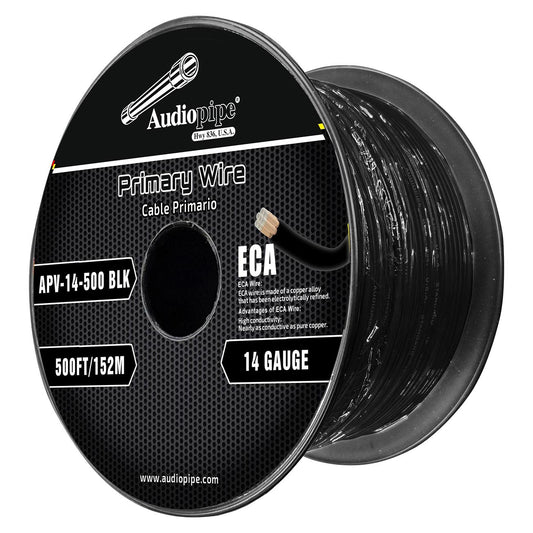 Audiopipe Flexible ECA Primary Cable 14 Gauge 500ft – Black APV14500BLK