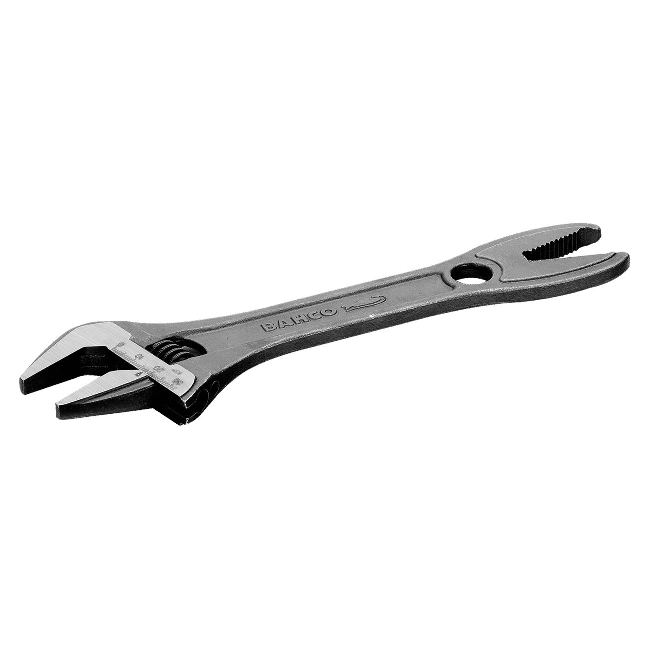 Bahco 8" Shark Wide Jaw Adjustable Wrench w/ Serrated Pipe Jaws Phosphate Finish